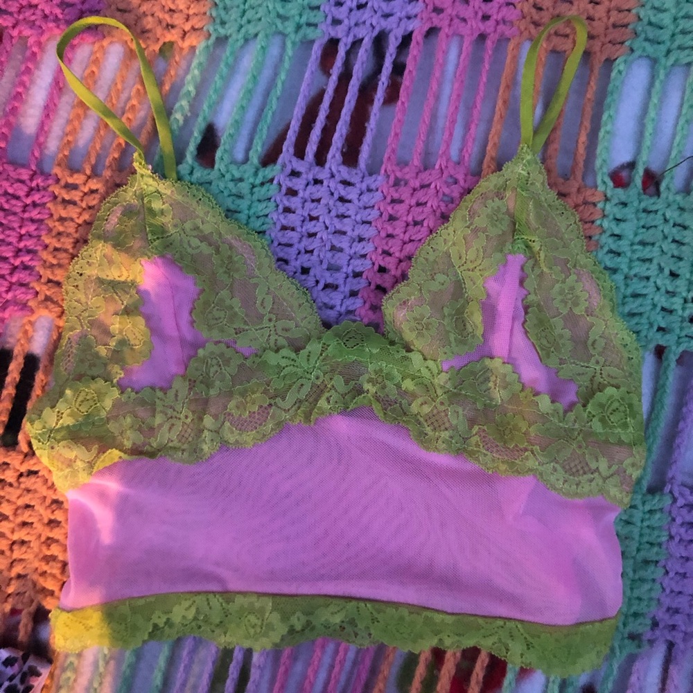 Lacey cami crop top pink & green